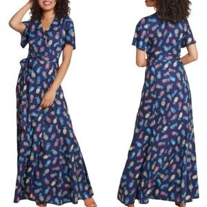 Anthropologie Blue Maxi Dress with Multicolor Pattern